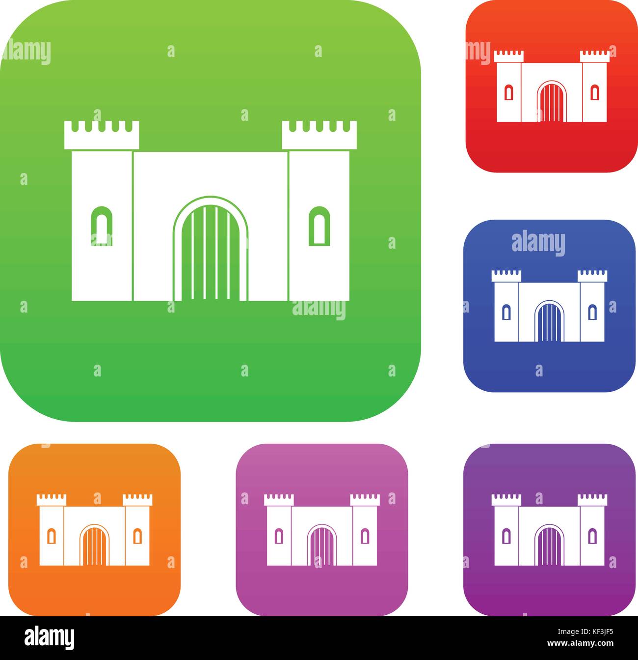 Fortress with gate set color collection Stock Vector Image & Art - Alamy