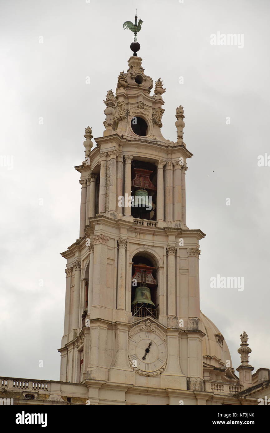 Bell tower of the National Palace in Mafra, Portugal Stock Photo