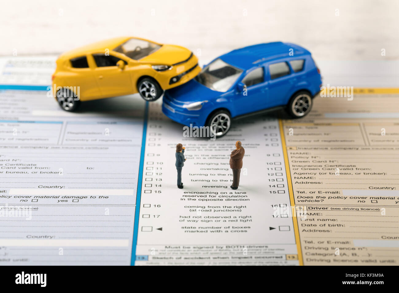 fill the accident statement after car crash Stock Photo