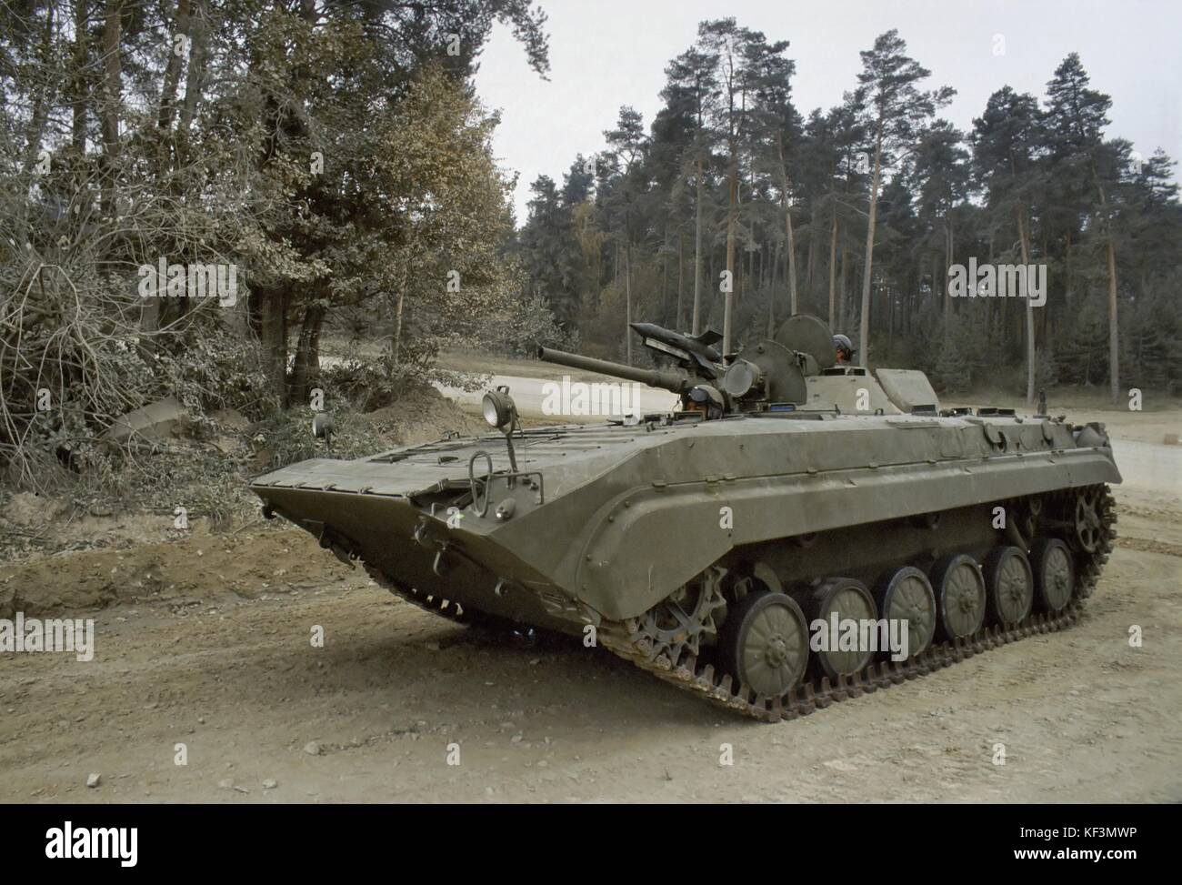 NATO in Germany; U.S.Army, Foreign Materials Training Detachment (FMTD) at Grafenwoehr training area; installation for training and familiarisation with the military equipments of adversaries Soviet and  Warsaw Pact; Soviet BMP infantry fighting vehicle (October 1985) Stock Photo