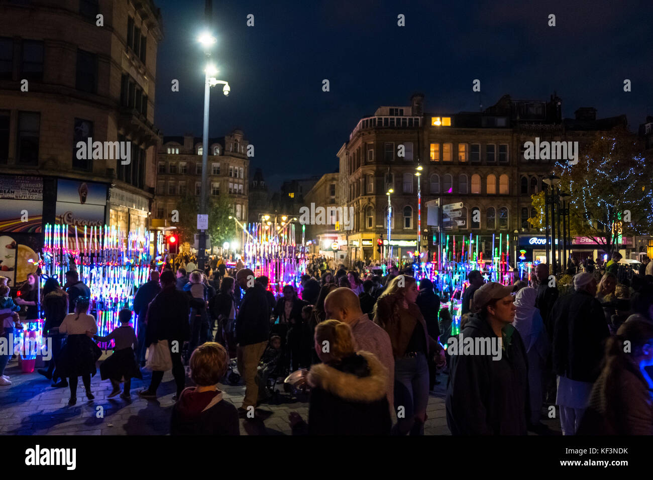 The wonderful Festival of Light in Bradford, featuring lights, acrobats