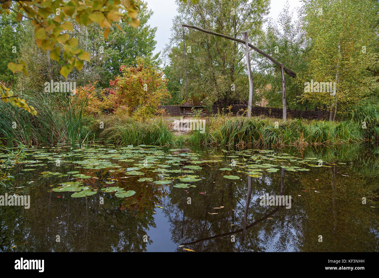 beautiful autumn landscape with reflections in the water Stock Photo ...