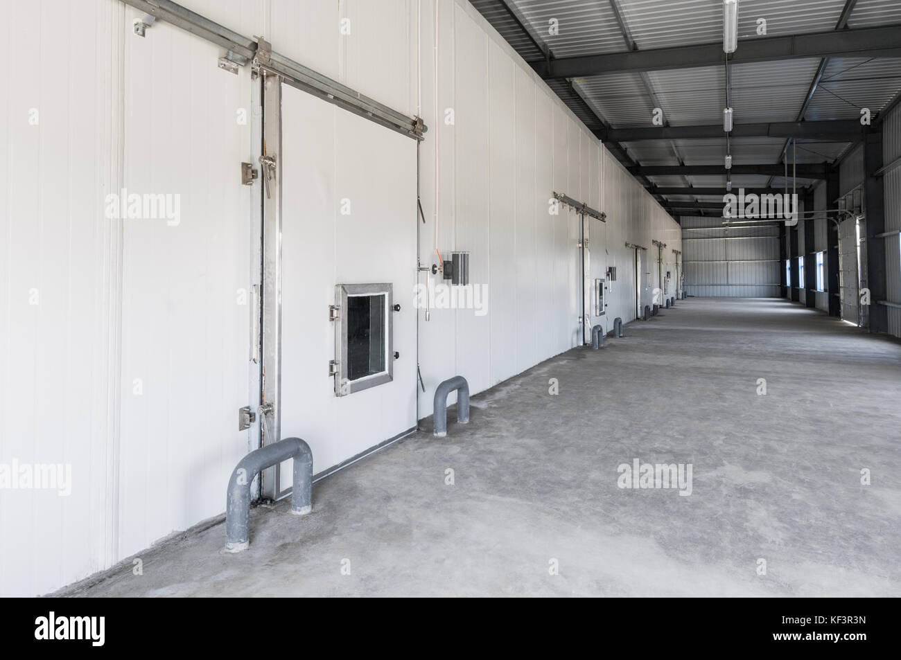 big freezer warehouse at the plant. facade with industrial freezer warehouse door Stock Photo