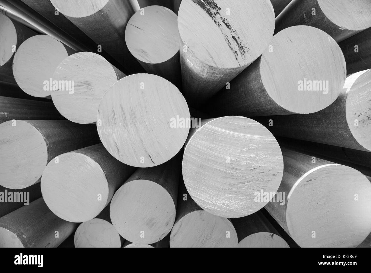 aluminum metal raw material in the form of long tubes Stock Photo