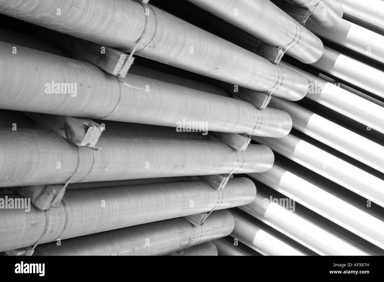 aluminum metal raw material in the form of long tubes Stock Photo