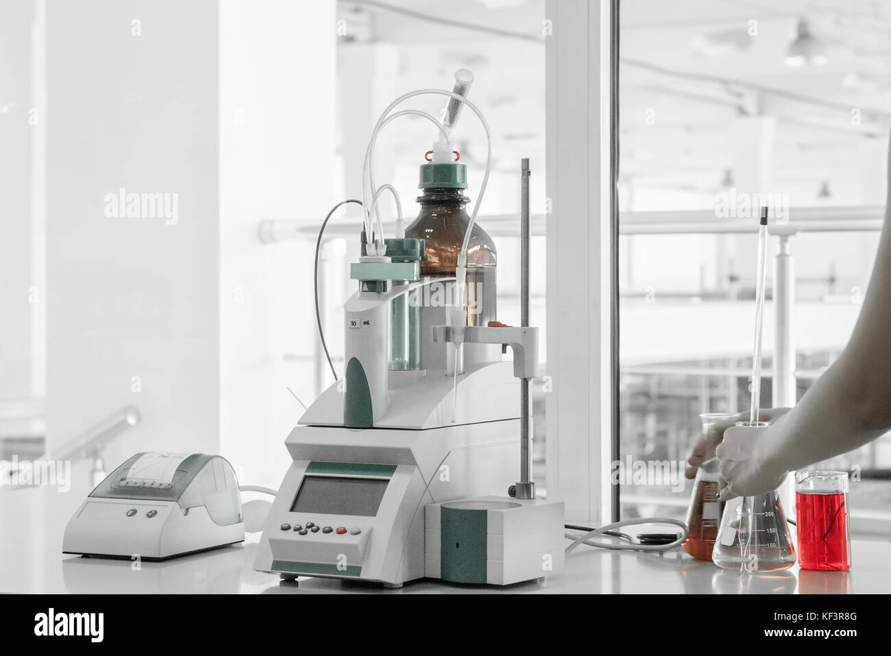 laboratory assistant conducts research and testing. test laboratory for