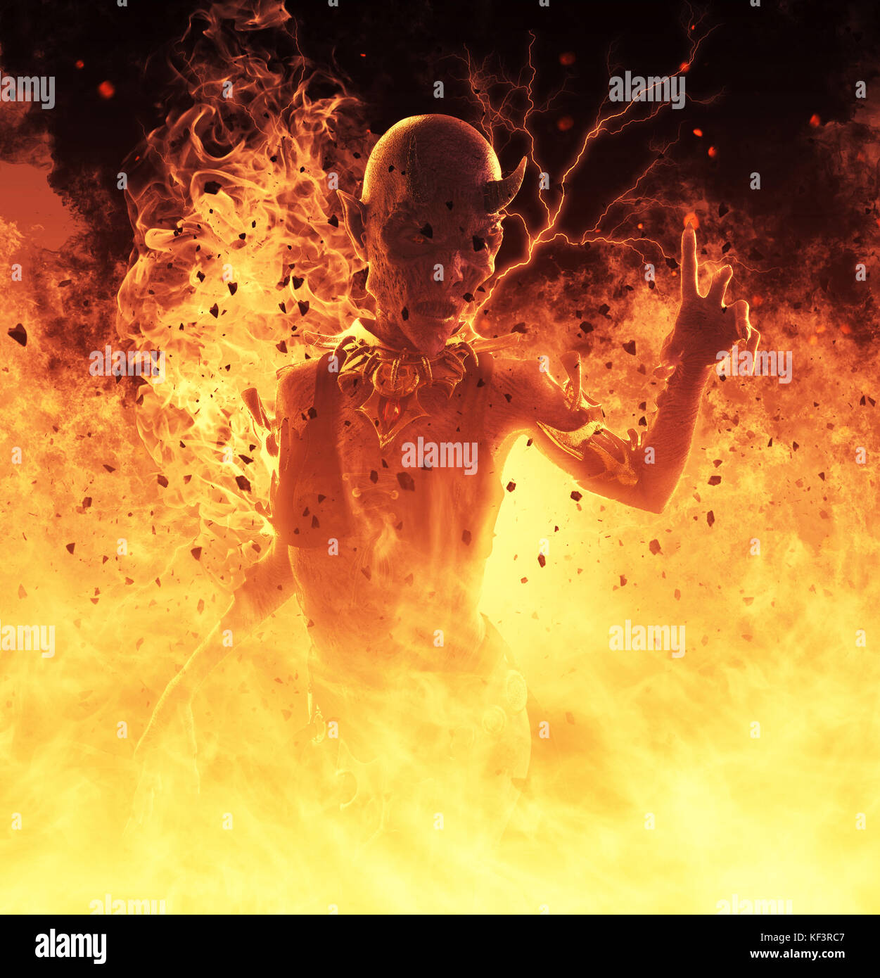 A demon woman burns in a hellfire 3d illustration Stock Photo - Alamy