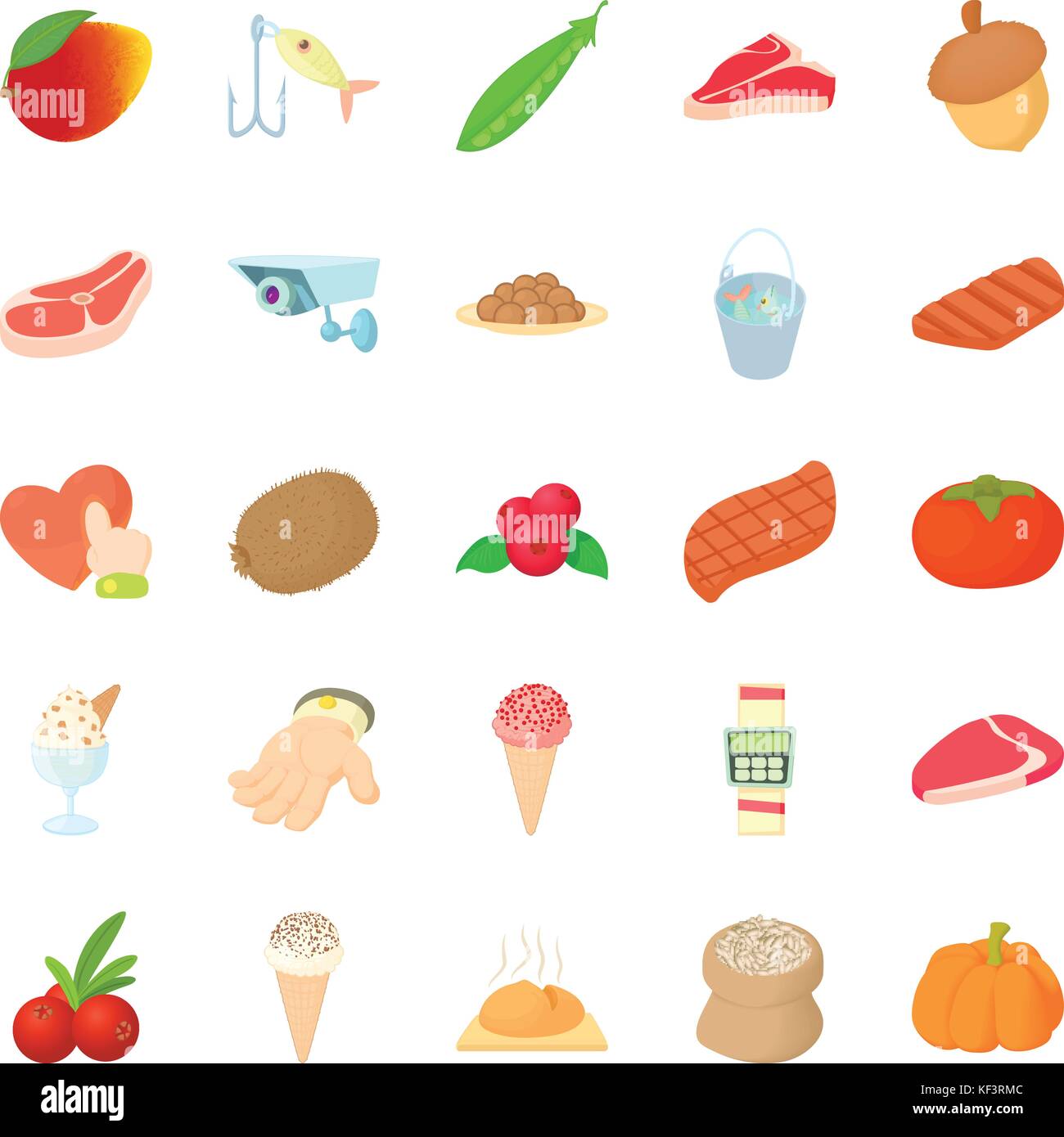 Meat market icons set, cartoon style Stock Vector Image & Art - Alamy