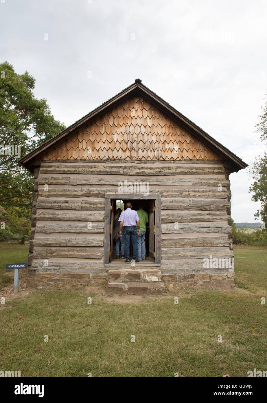 Tourists Look Inside A Civil War Era Building At Prairie Grove ...