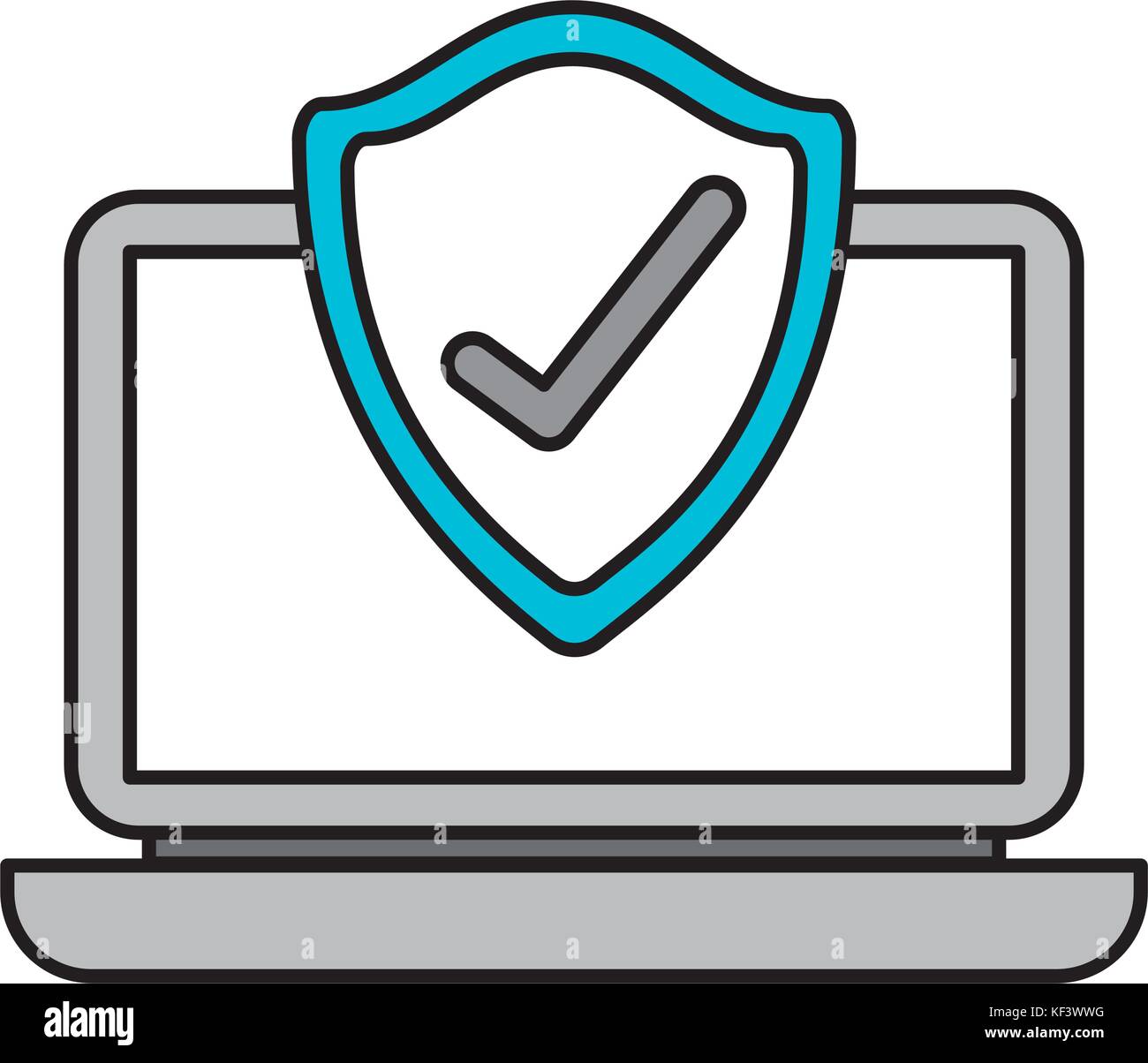 laptop shield protection checkmark screen digital data vector ...