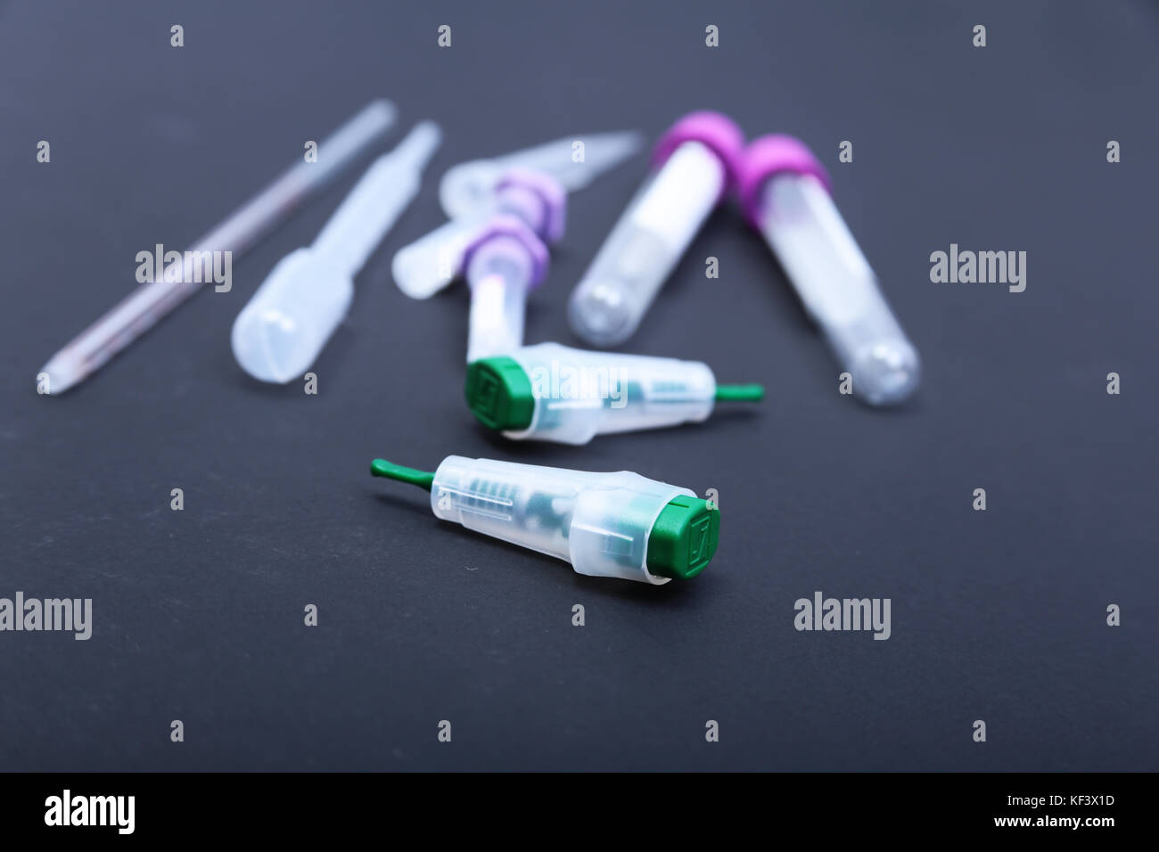 Set of laboratory supplies for blood test. Petri dish