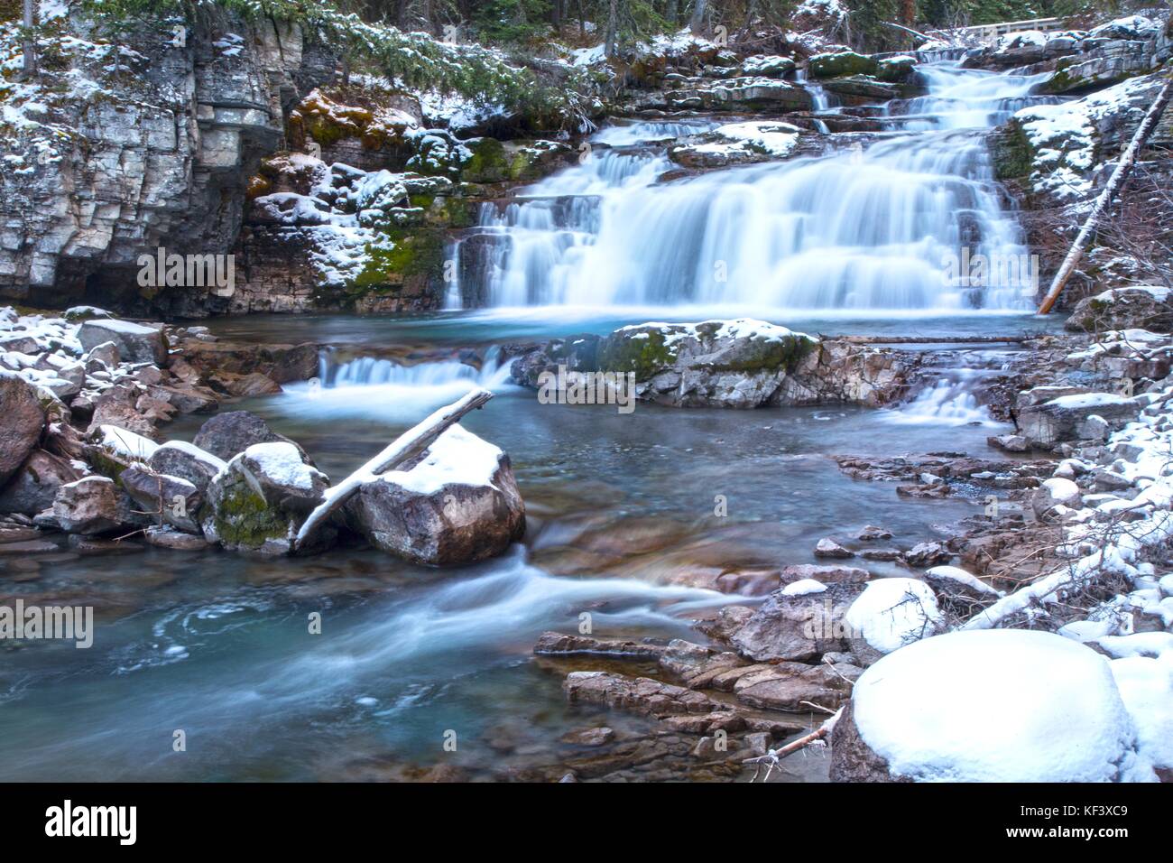 Lower Kananaskis Falls on Great Hiking Trail around upper Kananaskis