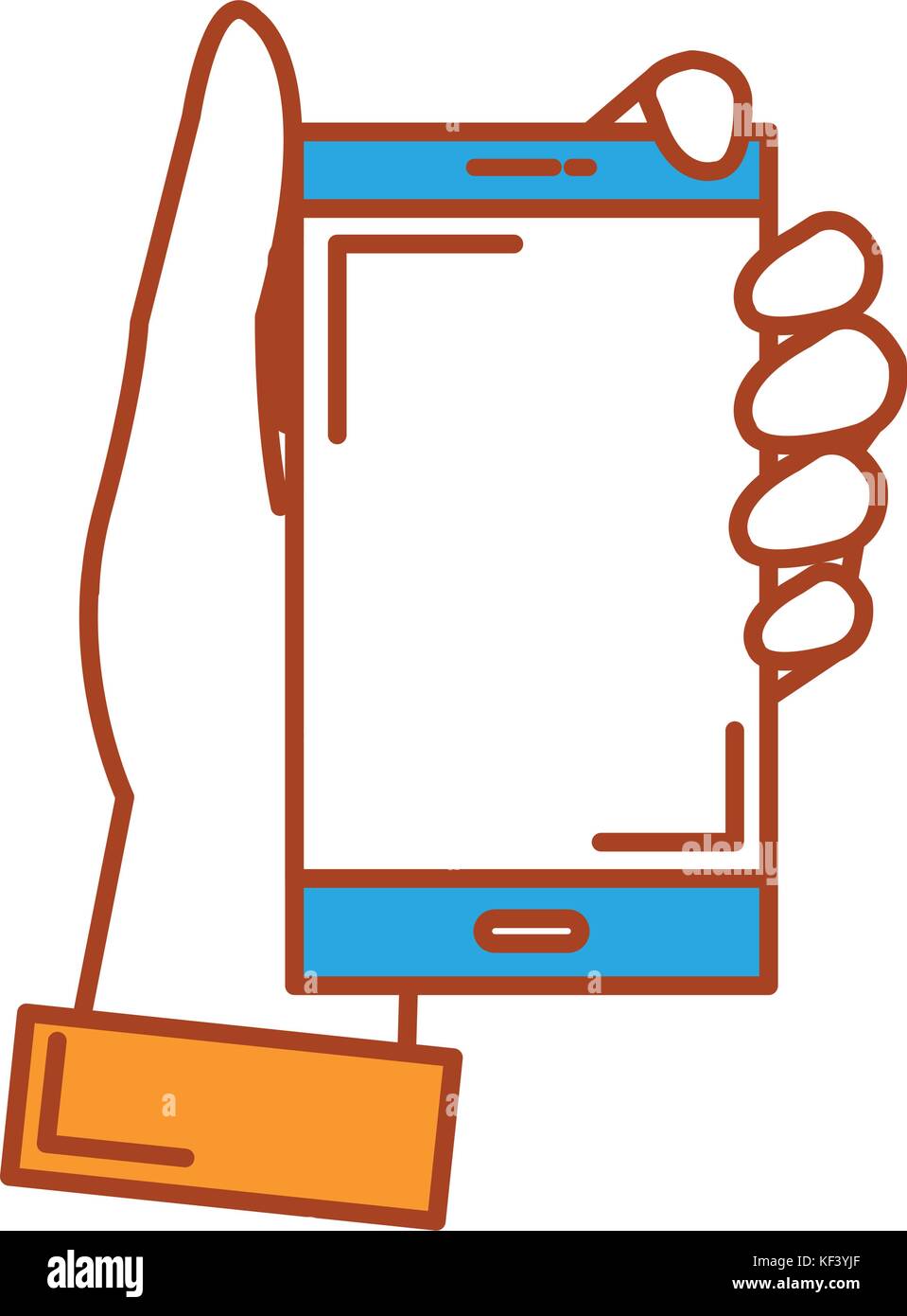 hand human with smartphone device isolated icon vector illustration ...