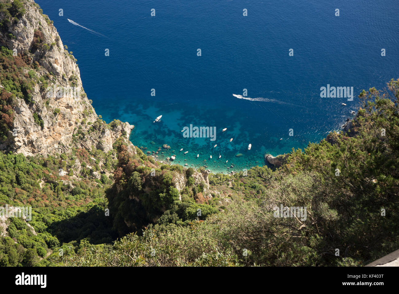 Capri, stunning view over Faraglioni Stock Photo