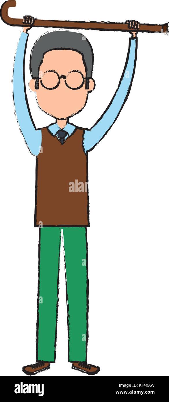 grandfather with cane avatar character vector illustration design Stock ...
