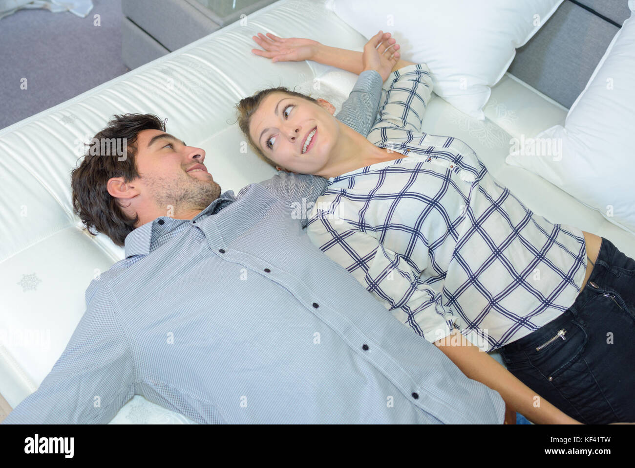 testing the bed quality Stock Photo Alamy