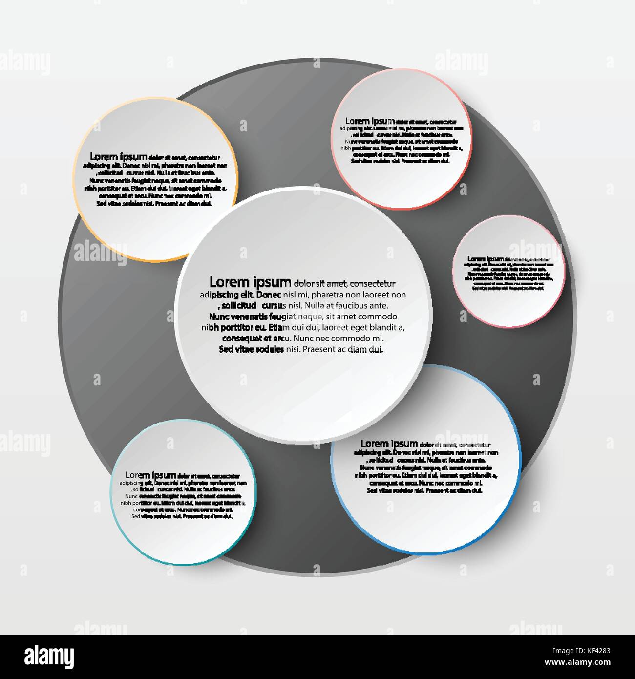 White paper circle with colorful edge on drop shadow for website ...
