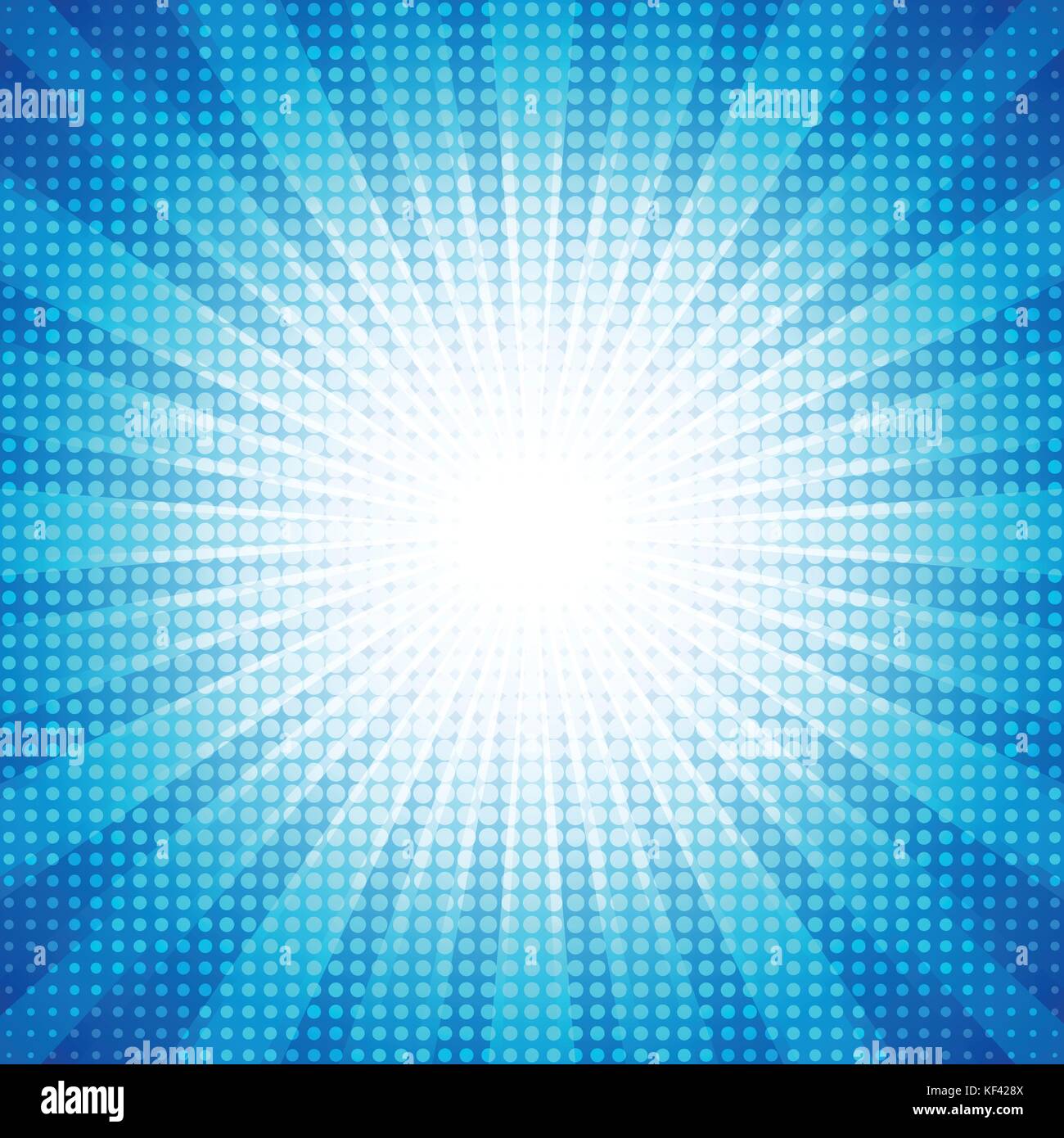 White dots halftone with blue abstract star burst abstract background ...