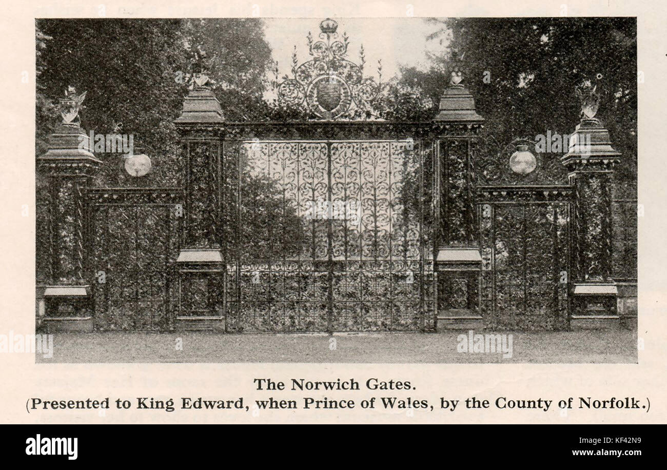 The Norwich Gates at the British Royal residence at Sandringham House, Norfolk in 1932 Stock Photo