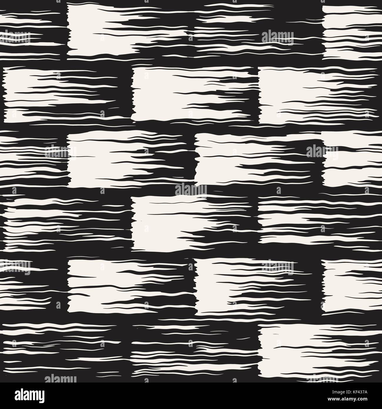 Vector seamless pattern with brush stripes and strokes. Black and white ...