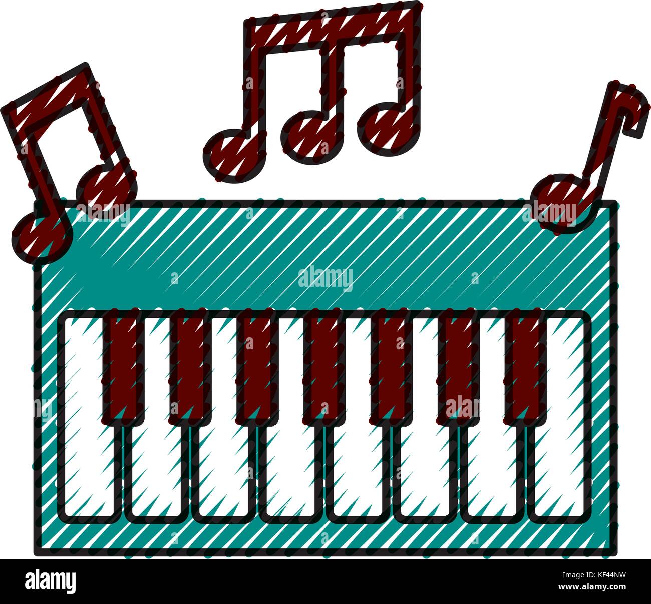 synthesizer note music electronic instrument keyboard Stock Vector