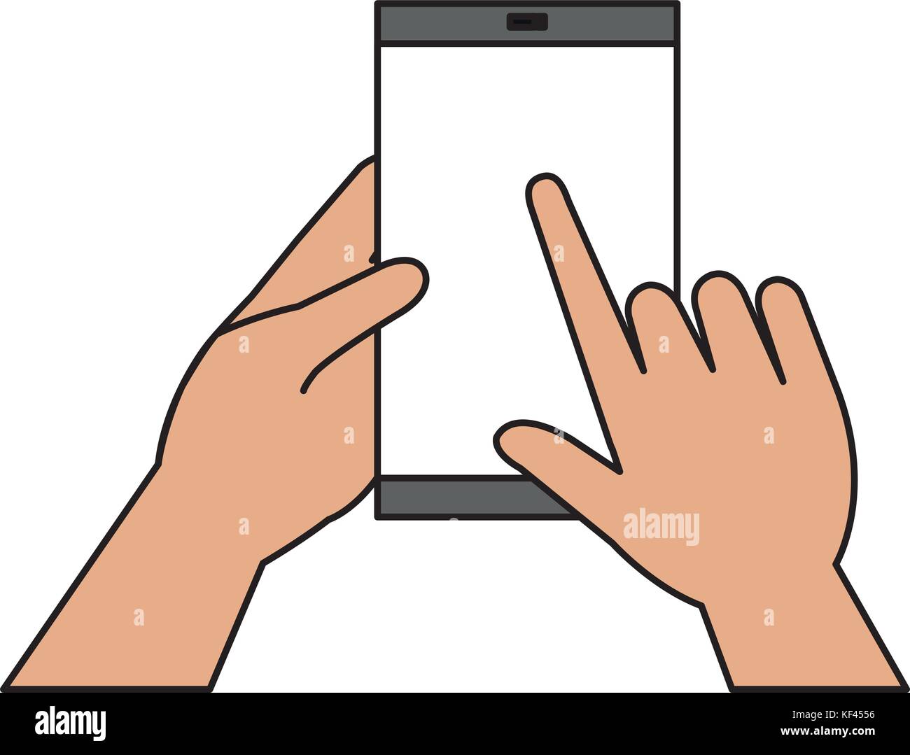 hands human with smartphone device isolated icon Stock Vector Image ...
