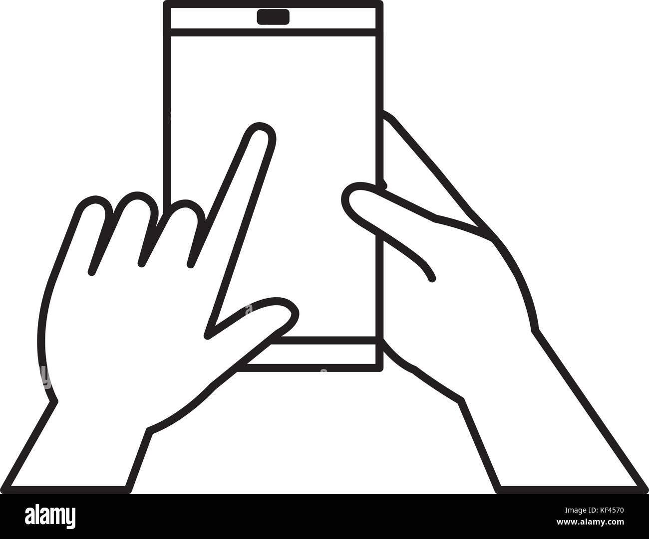 hands human with smartphone device isolated icon Stock Vector Image ...