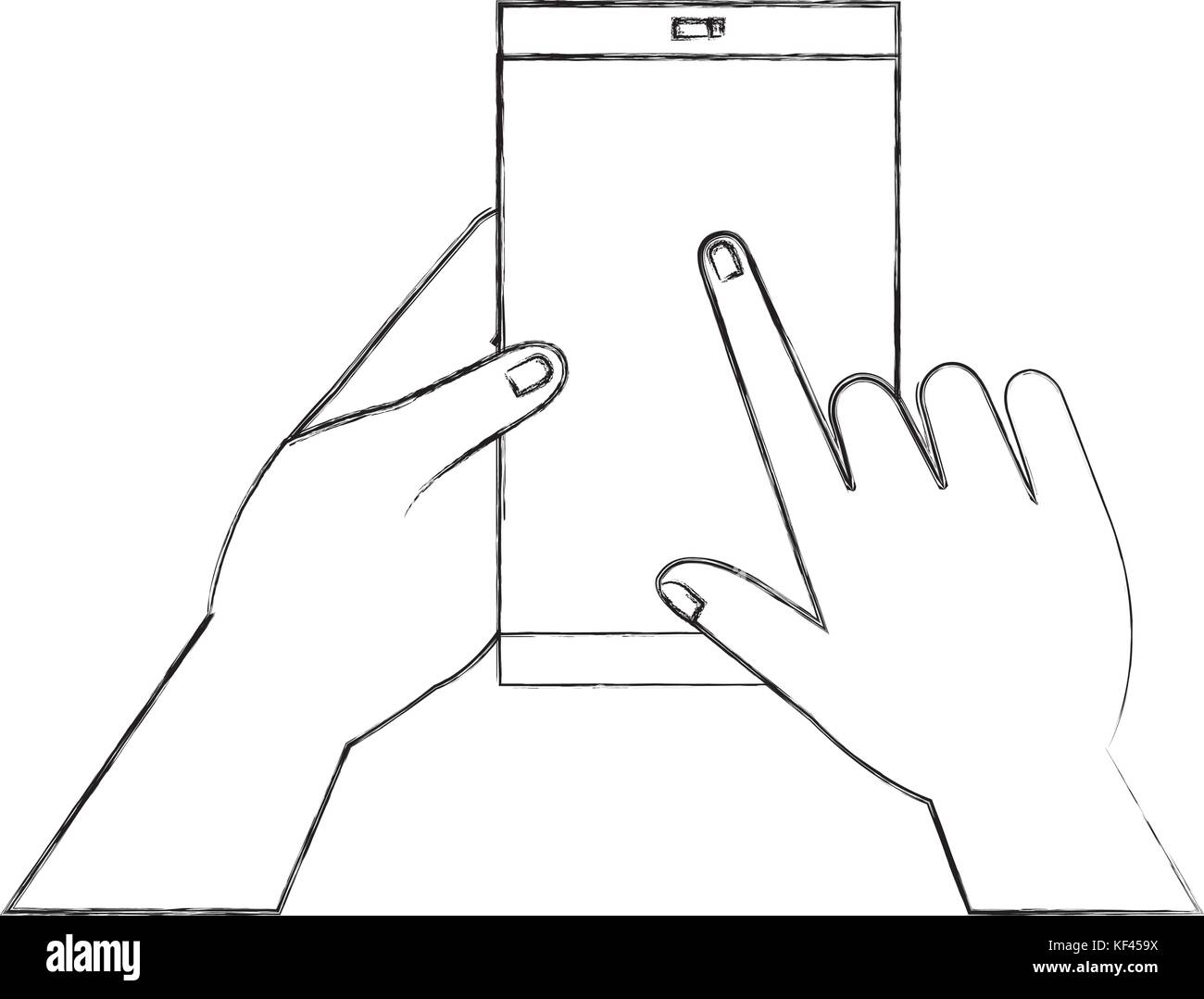 hands human with smartphone device isolated icon Stock Vector Image ...
