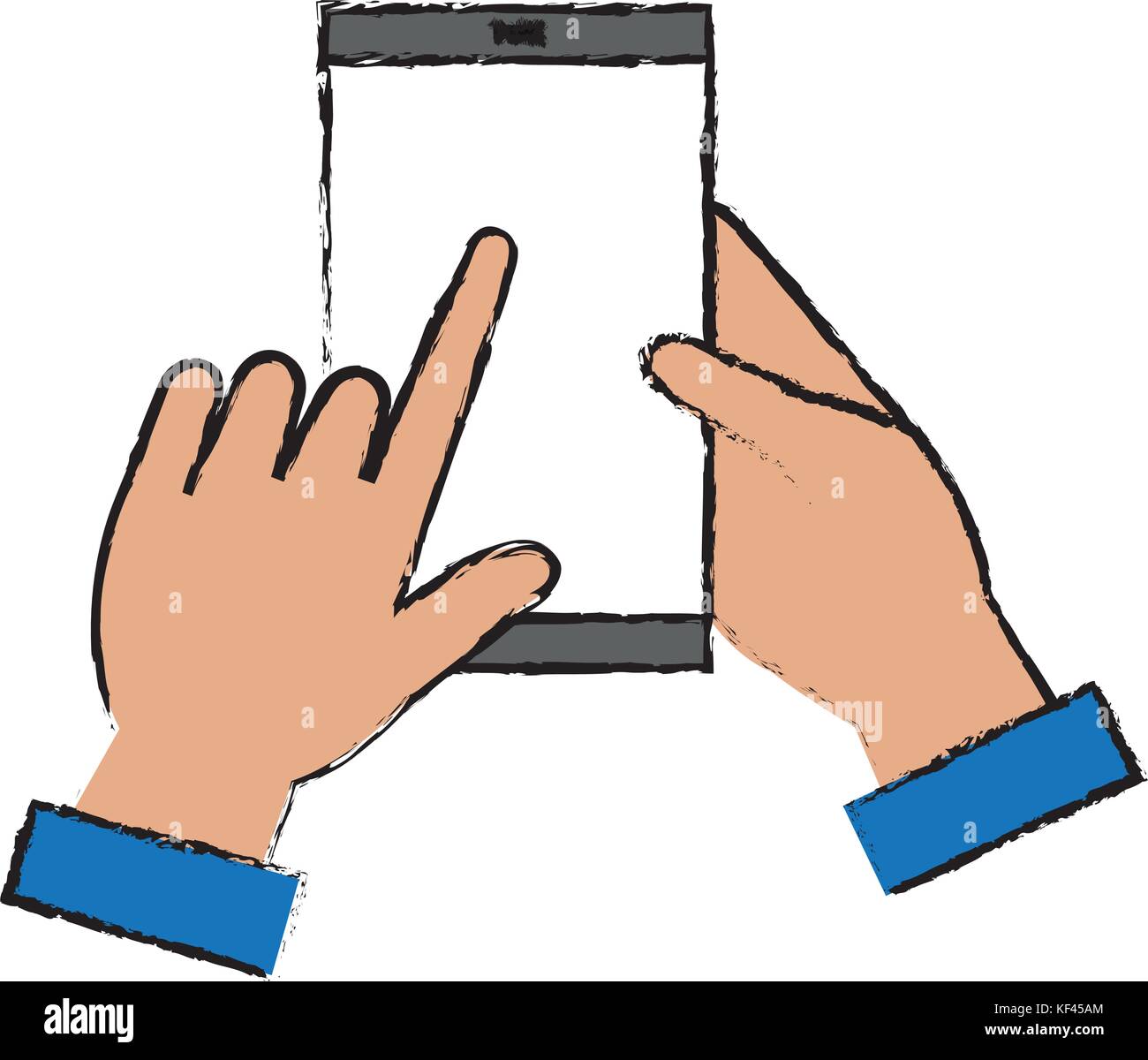 hands human with smartphone device isolated icon Stock Vector Image ...