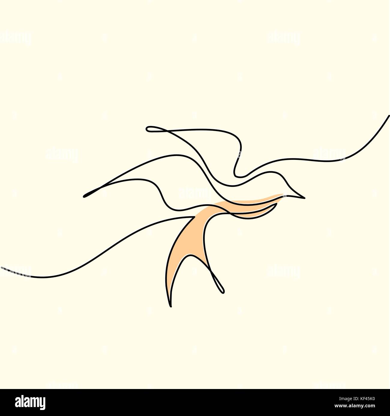 Continuous One Line Drawing Flying Bird Logo Tender Colors Vector Stock Vector Image Art Alamy