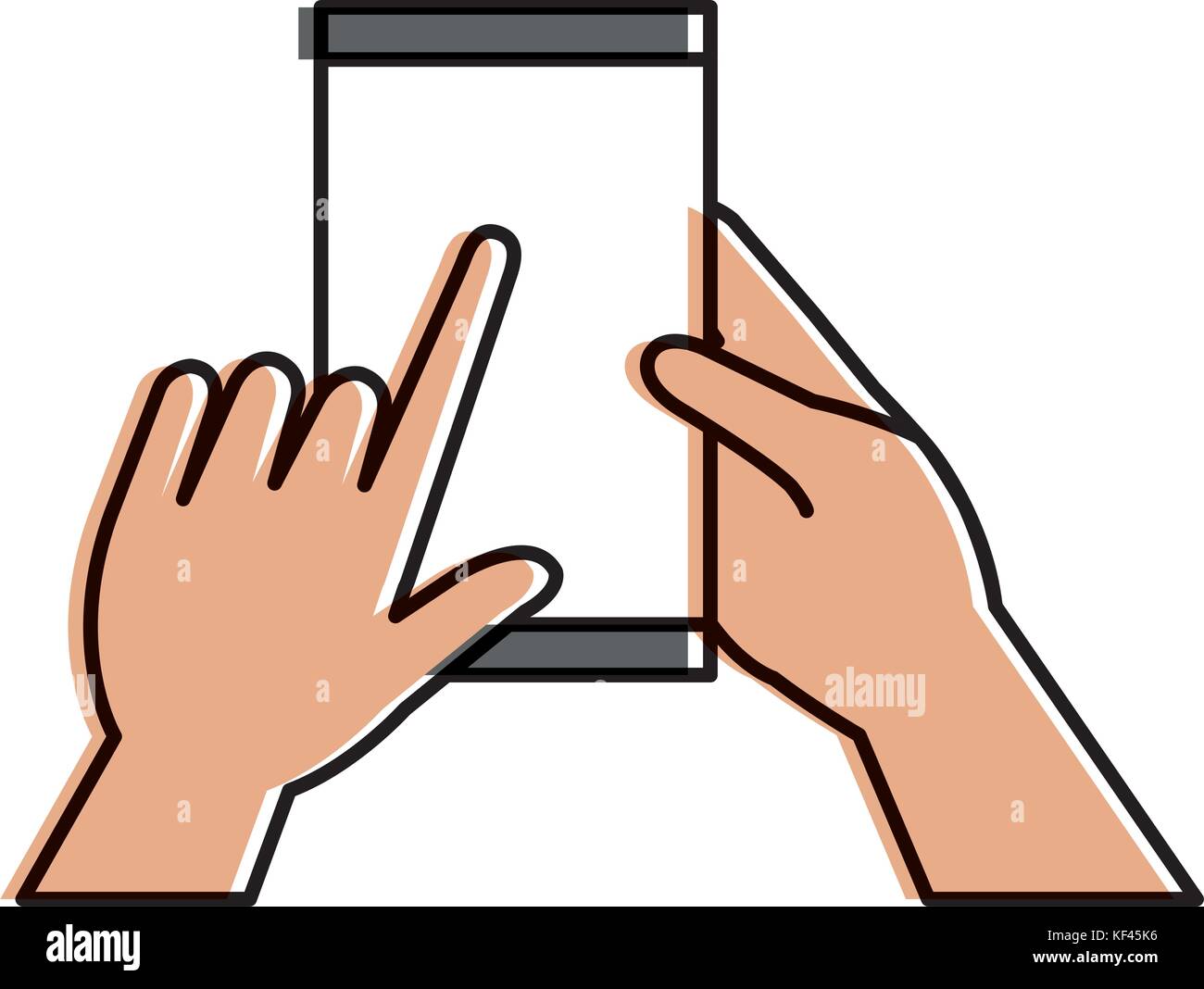 hands human with smartphone device isolated icon vector illustration ...