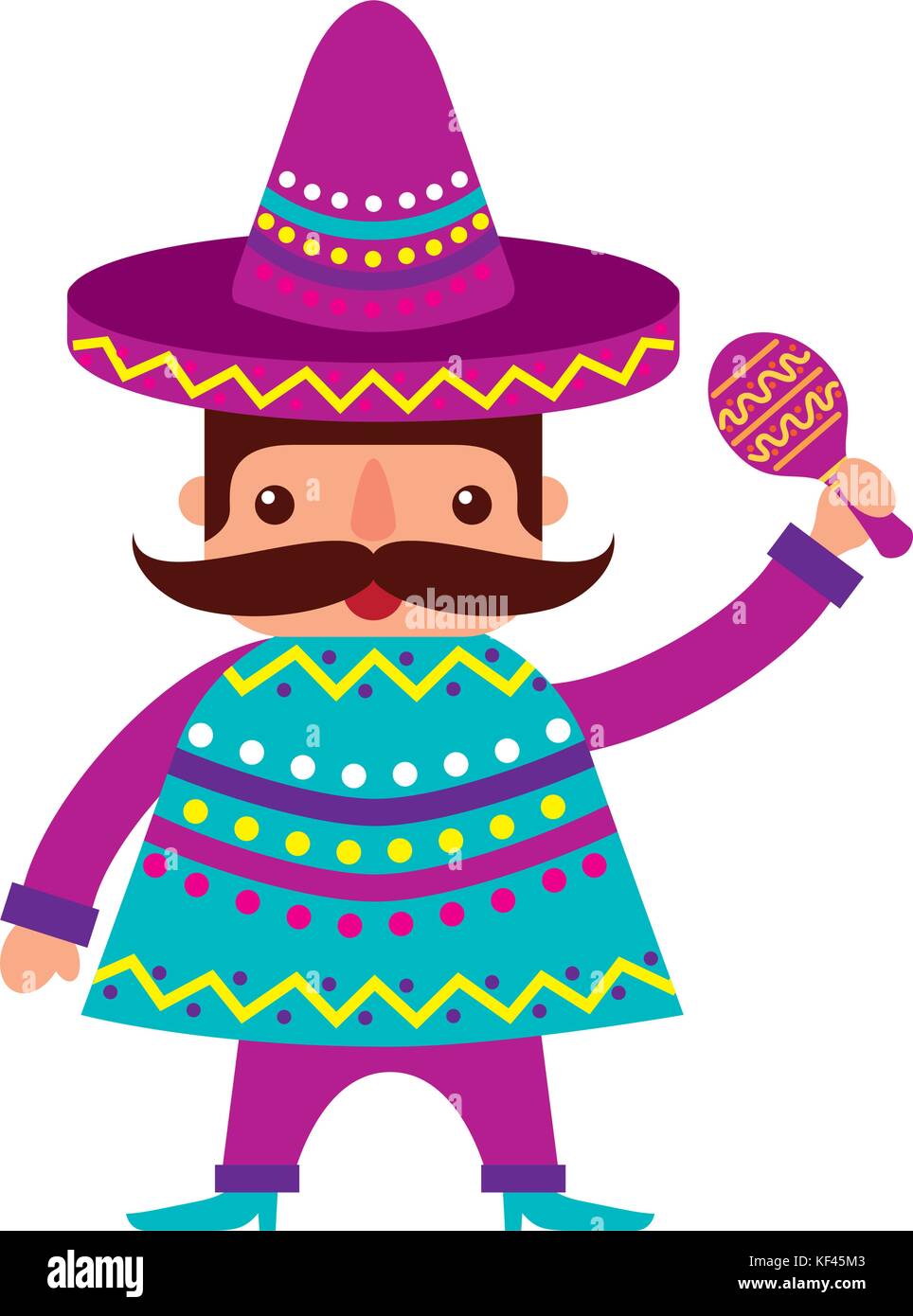 mexican man with maracas and traditional costume Stock Vector Image ...