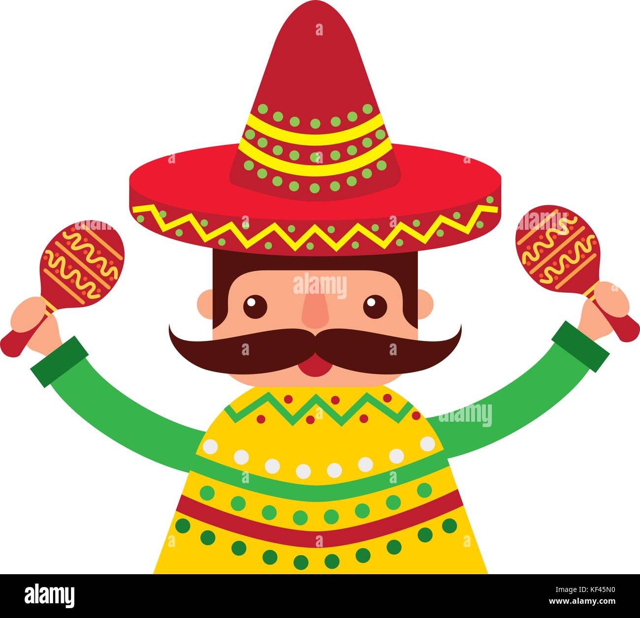 mexican man with maracas and traditional costume Stock Vector Image ...