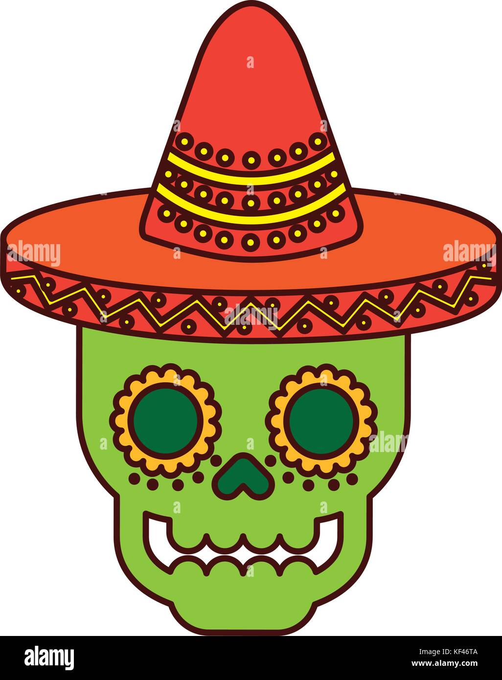 skull in hat day of the dead mexican celebration Stock Vector Image ...