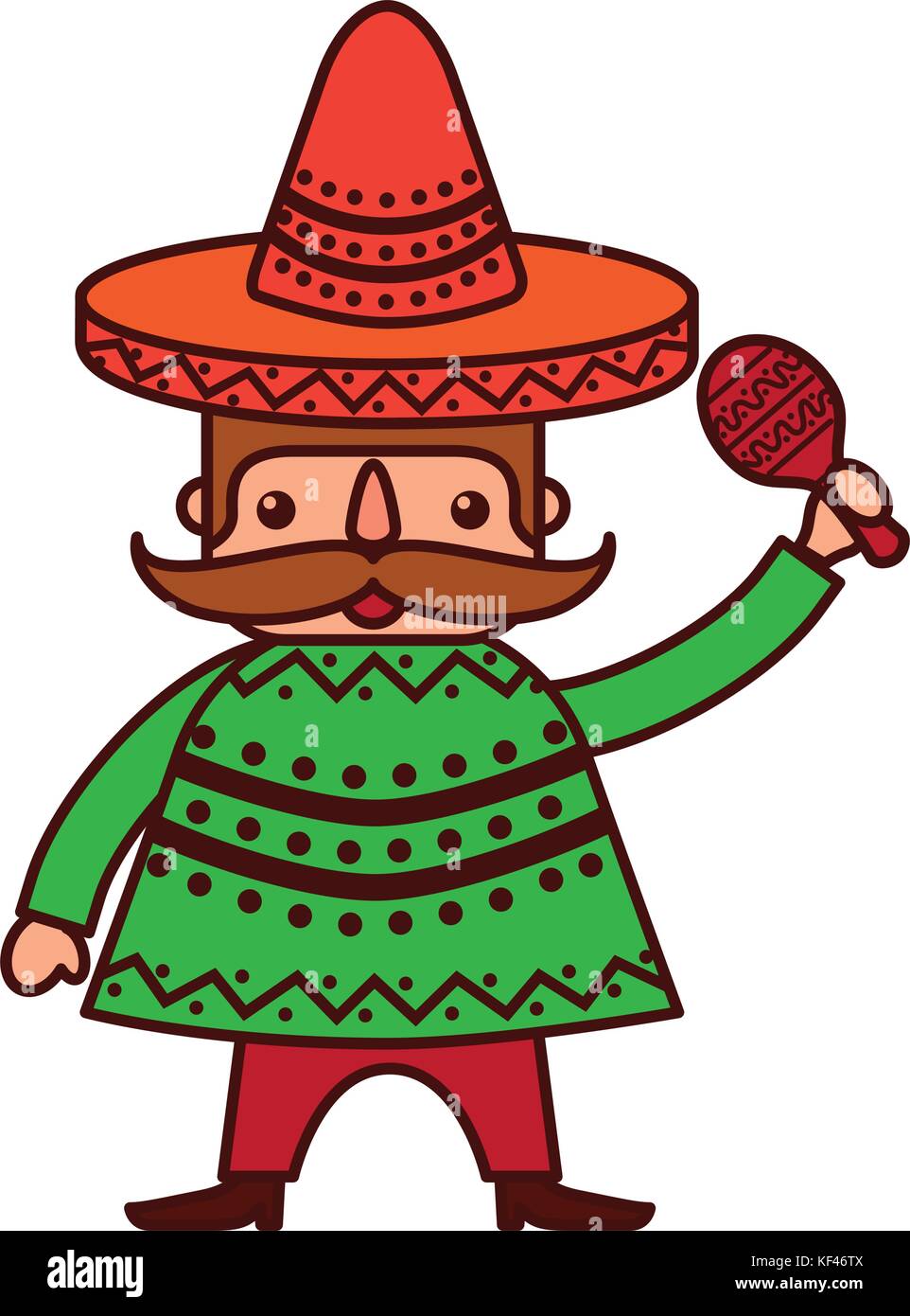 mexican man with maraca and traditional costume Stock Vector Image ...