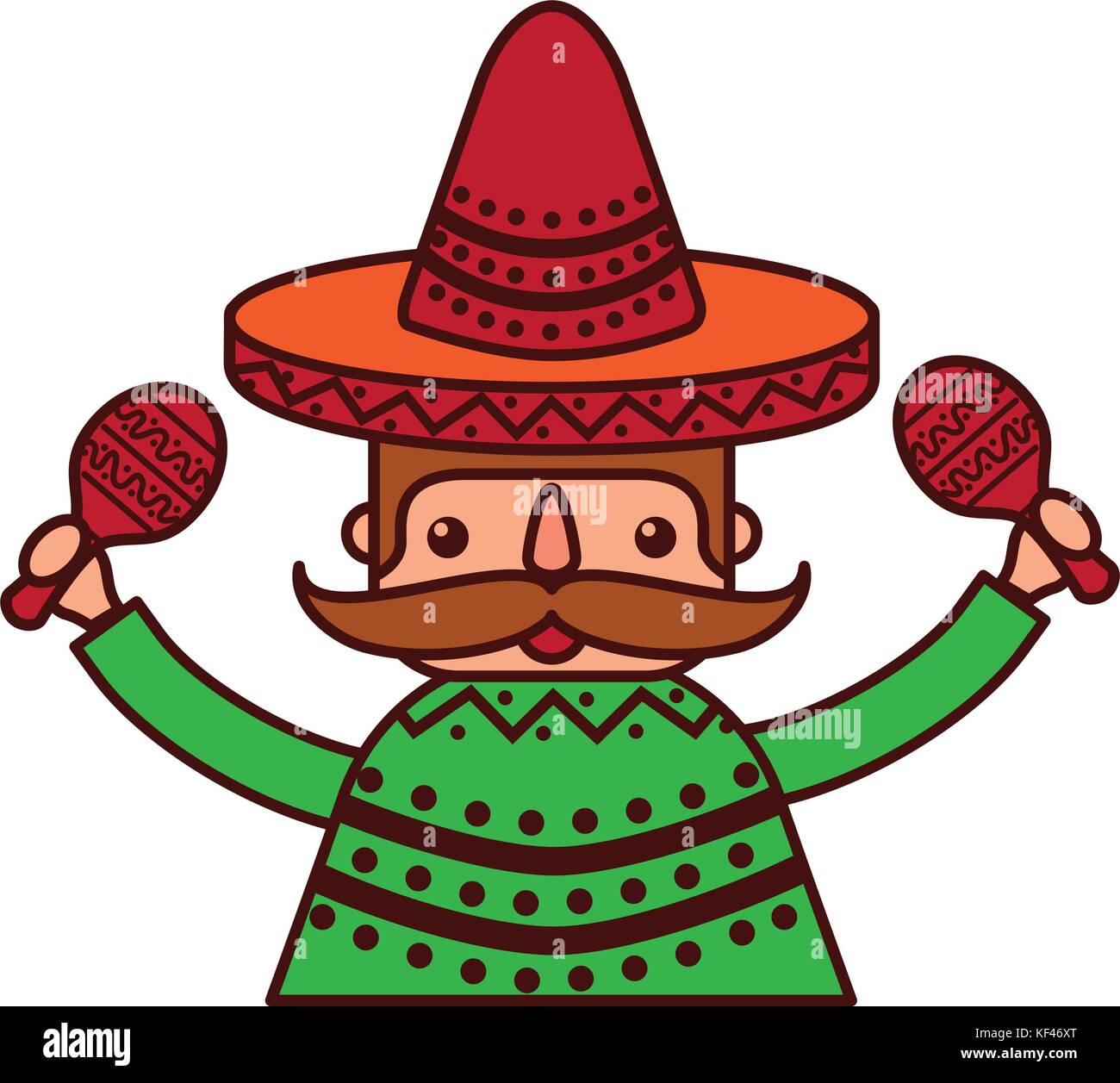 mexican man with maracas and traditional costume Stock Vector Image ...