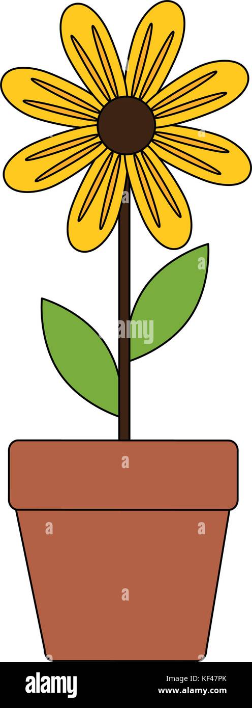 cute sunflower plant in pot Stock Vector Image & Art - Alamy