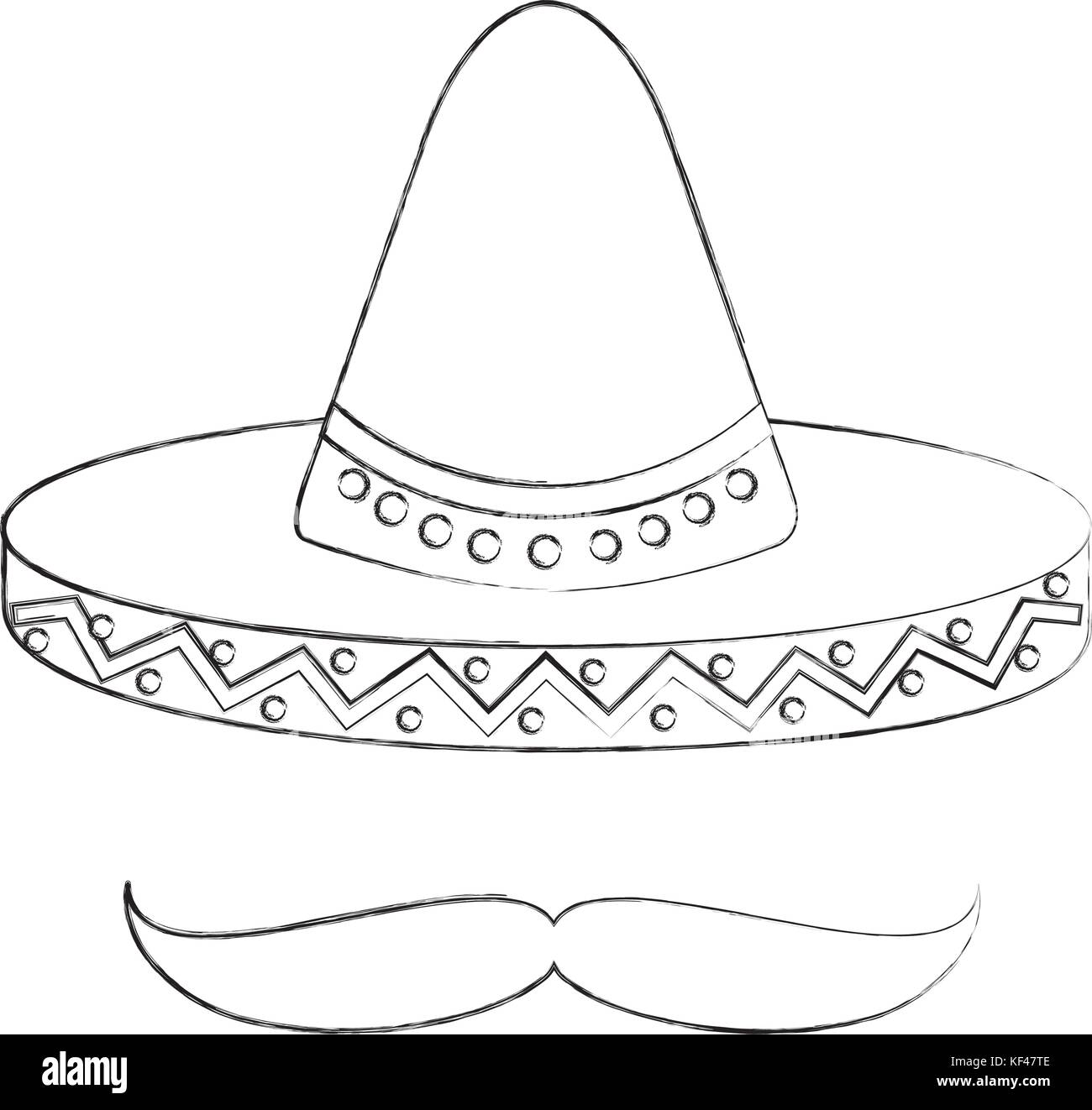 mexican hat and mustache culture symbol Stock Vector Image &amp; Art - Alamy