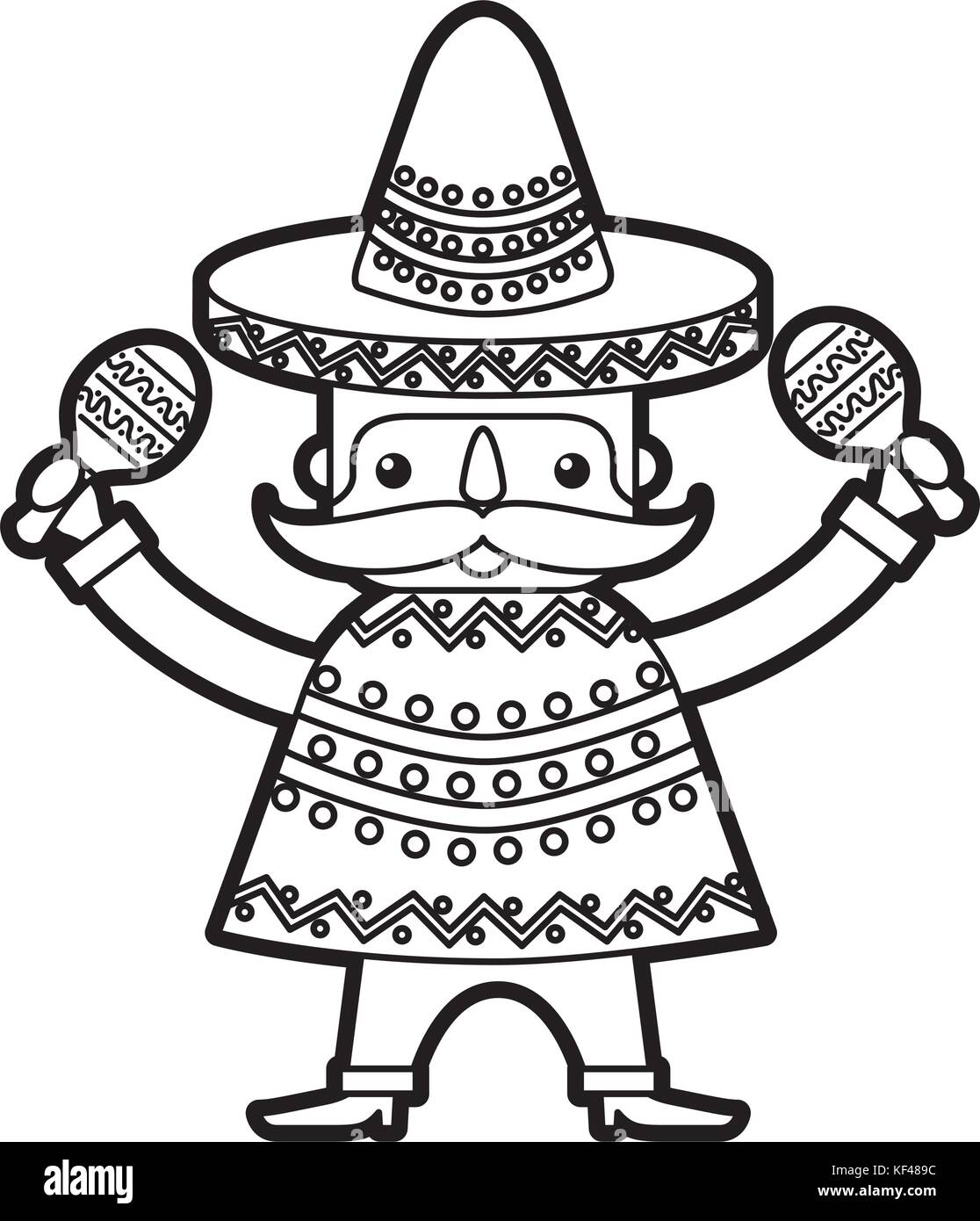 mexican man with maracas and traditional costume Stock Vector Image ...