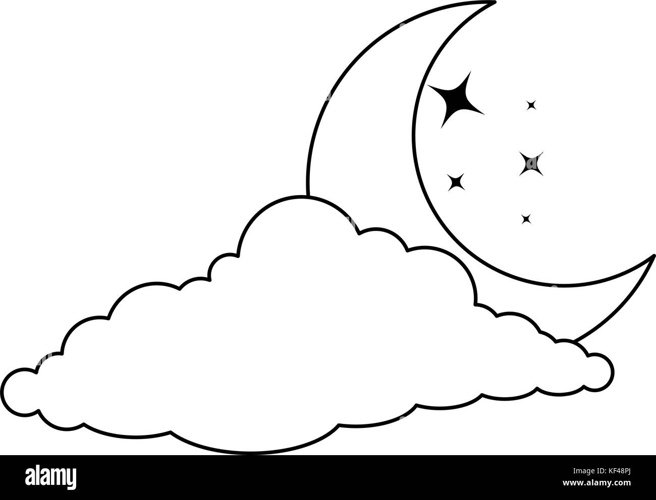 Moon and stars clipart Black and White Stock Photos & Images - Alamy