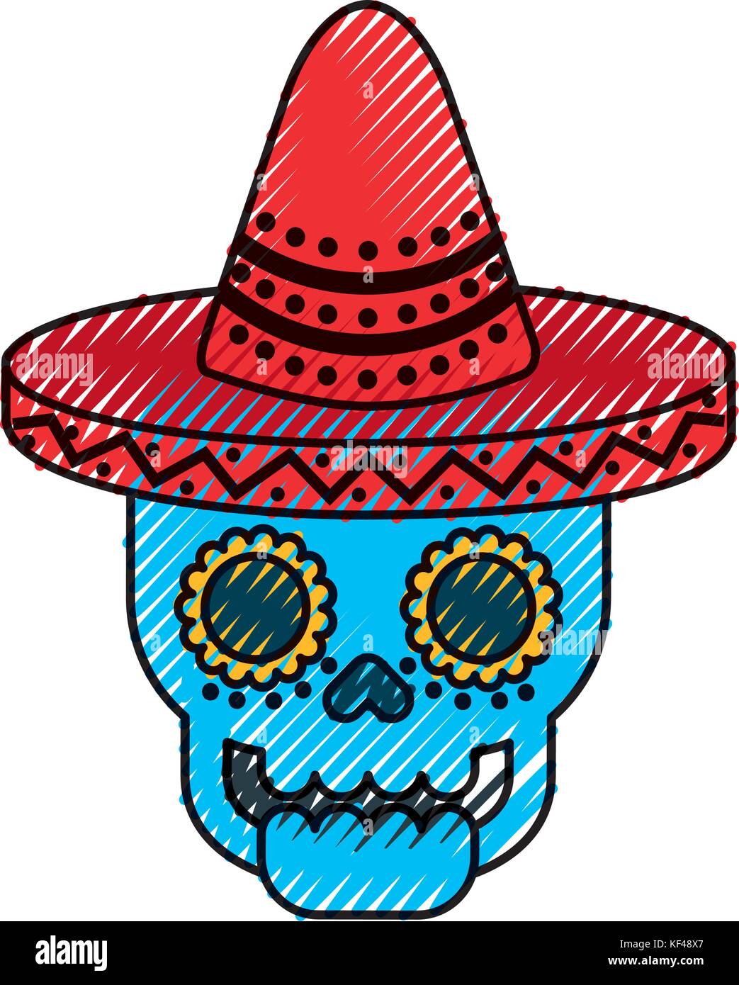 skull in hat day of the dead mexican celebration Stock Vector Image ...