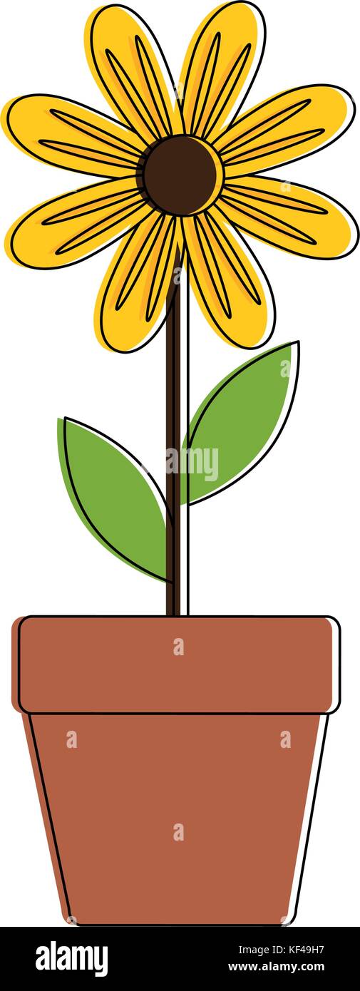 cute sunflower plant in pot Stock Vector Image & Art - Alamy
