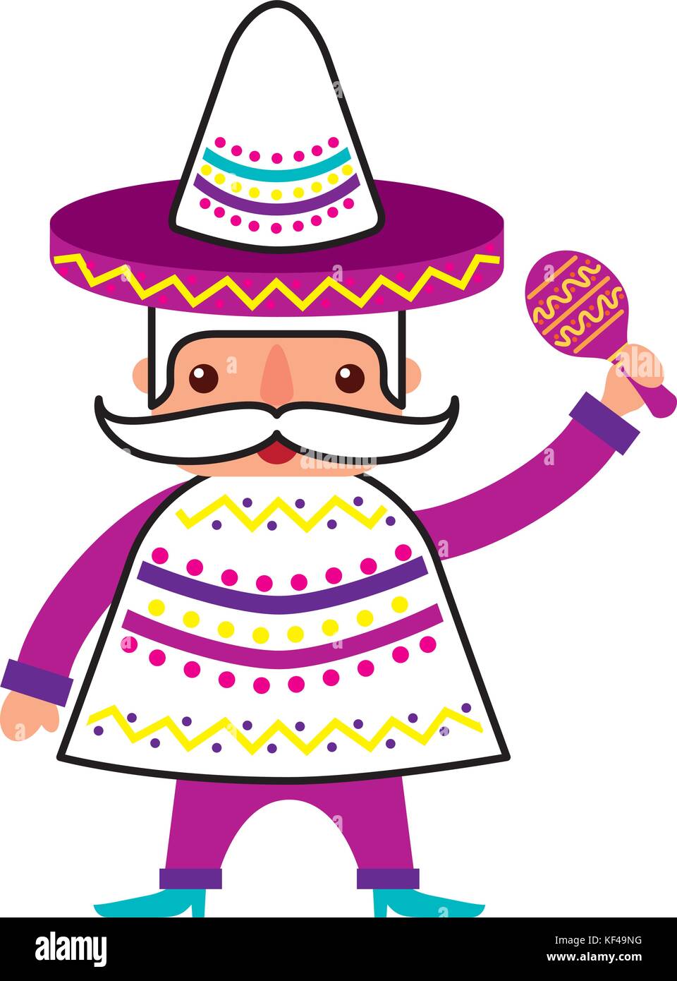 mexican man with maraca and traditional costume Stock Vector Image ...