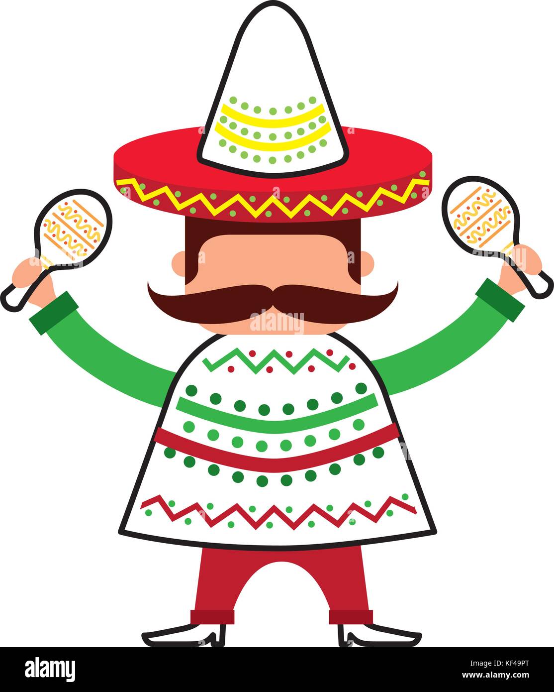 mexican man with maracas and traditional costume Stock Vector Image ...