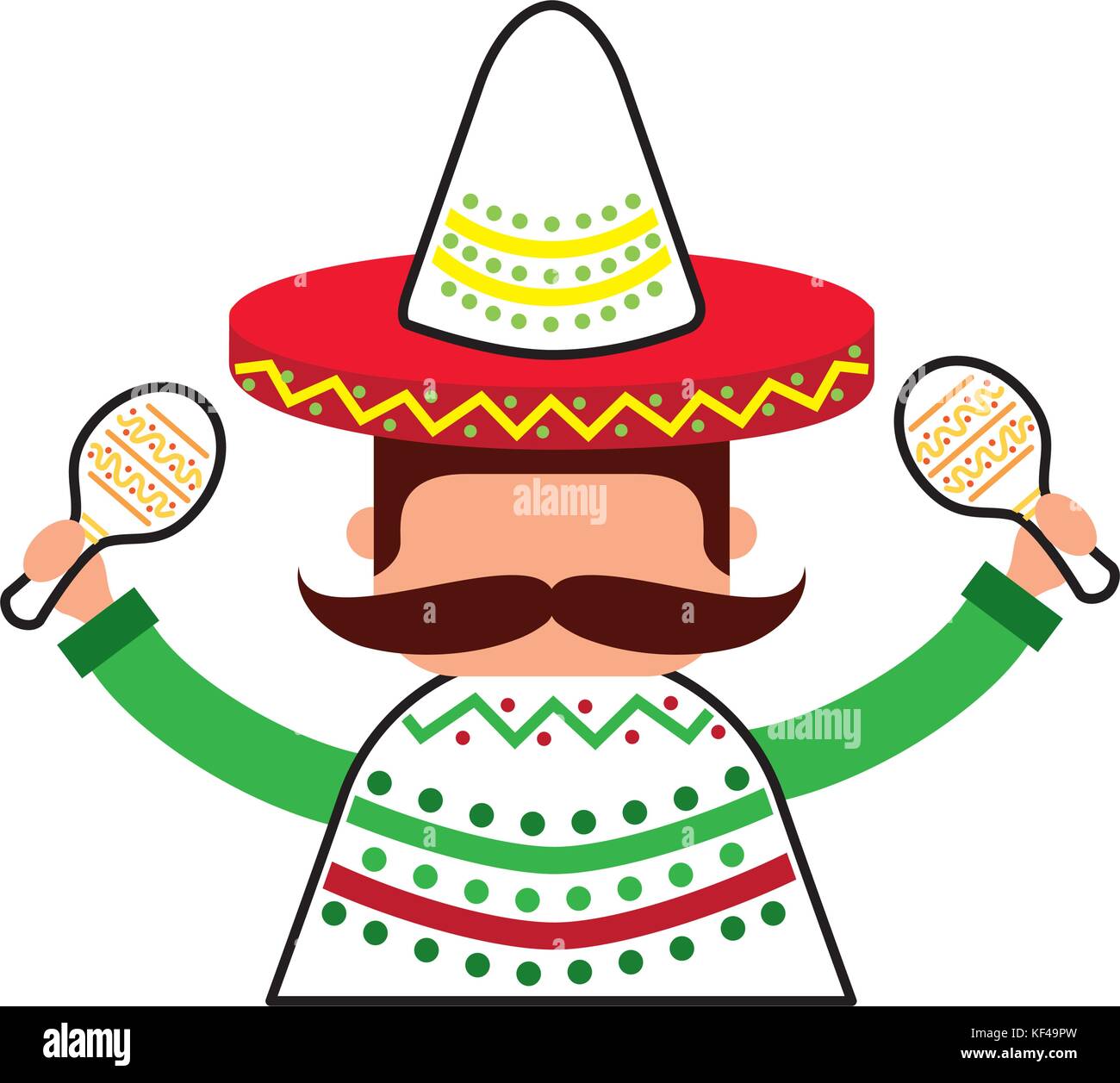 mexican man with maracas and traditional costume Stock Vector Image ...
