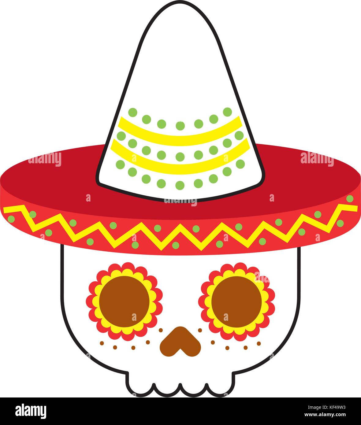 skull in hat day of the dead mexican celebration Stock Vector Image ...