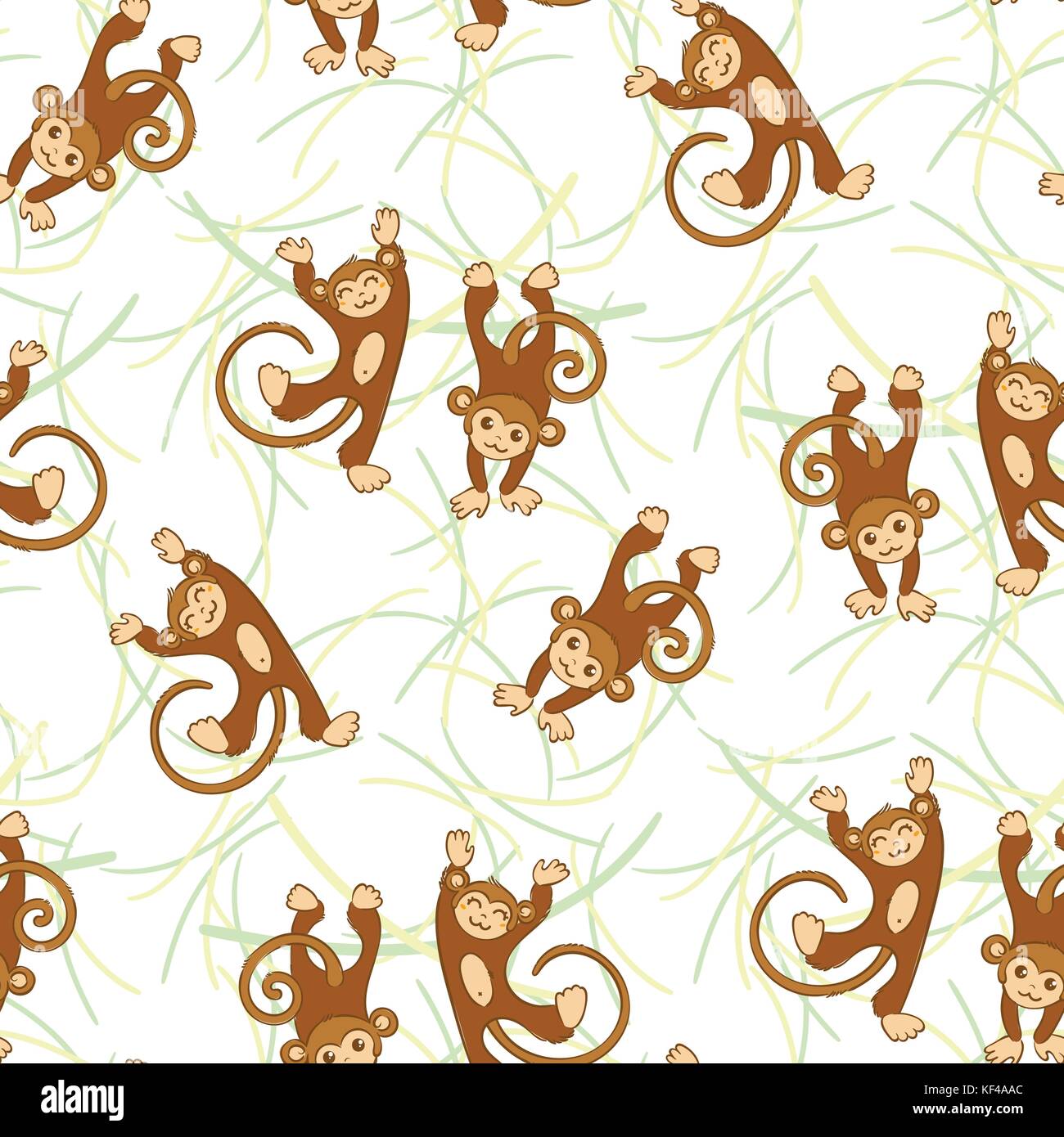 Seamless pattern with funny monkeys. Vector illustration Stock Vector ...