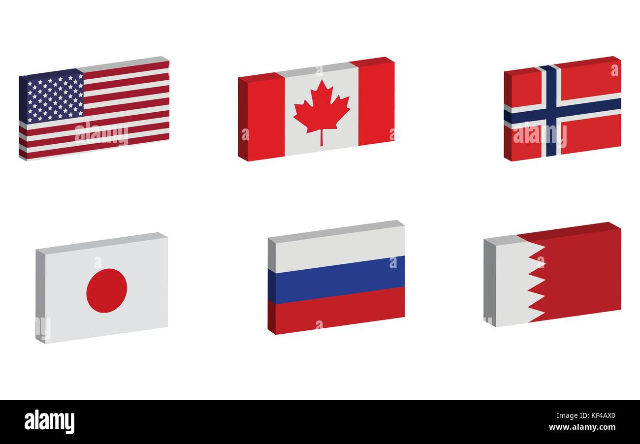 3D flags collection Stock Vector