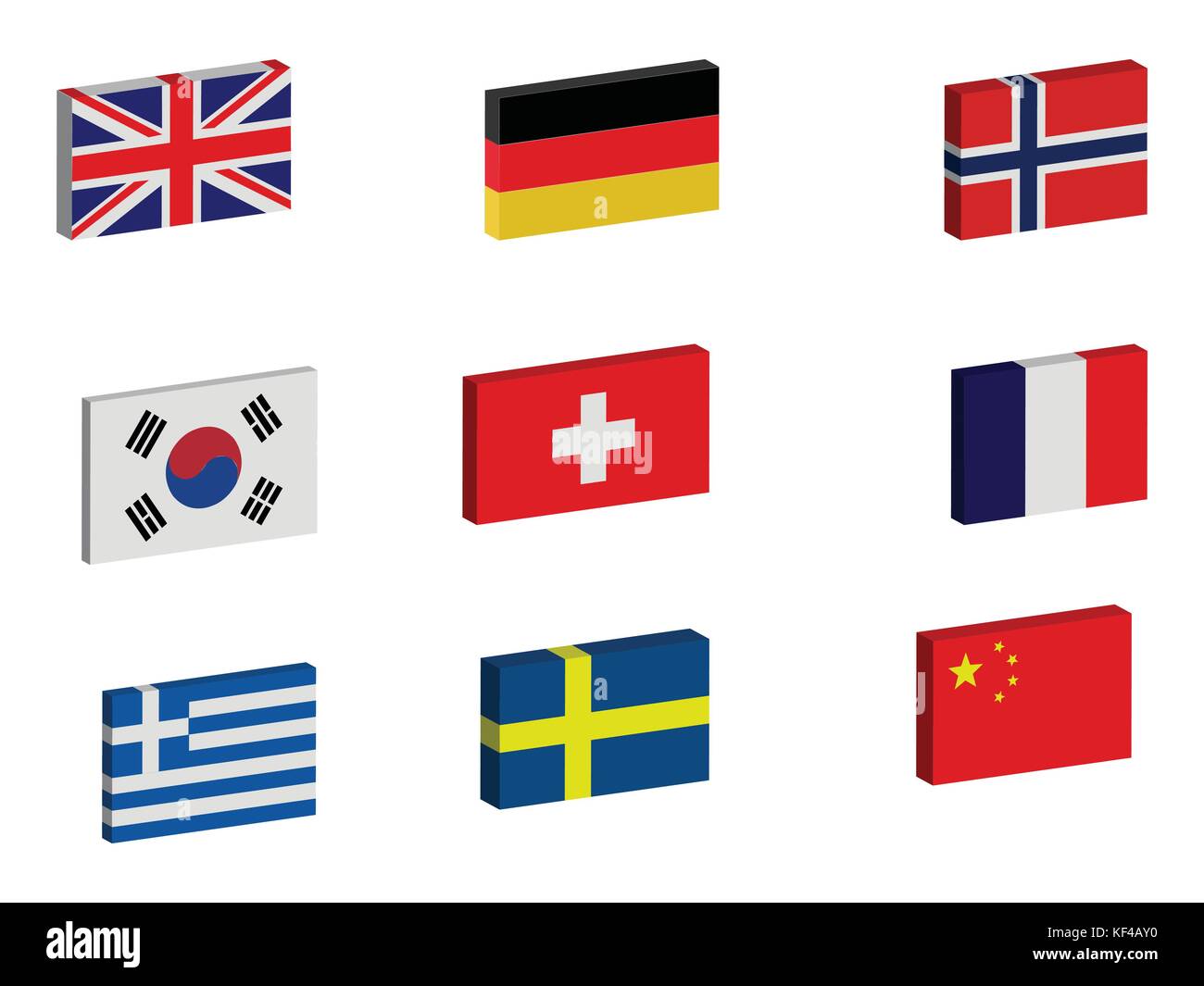 3D flags collection Stock Vector