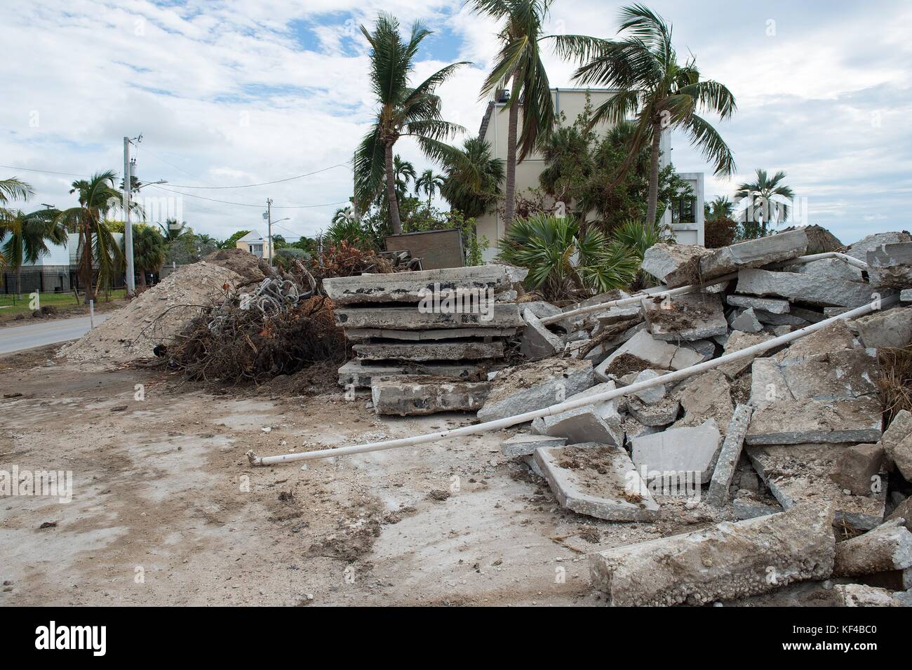 Hurricane Irma causes beach erosion and damages concrete slabs in the Indigenous Park parking